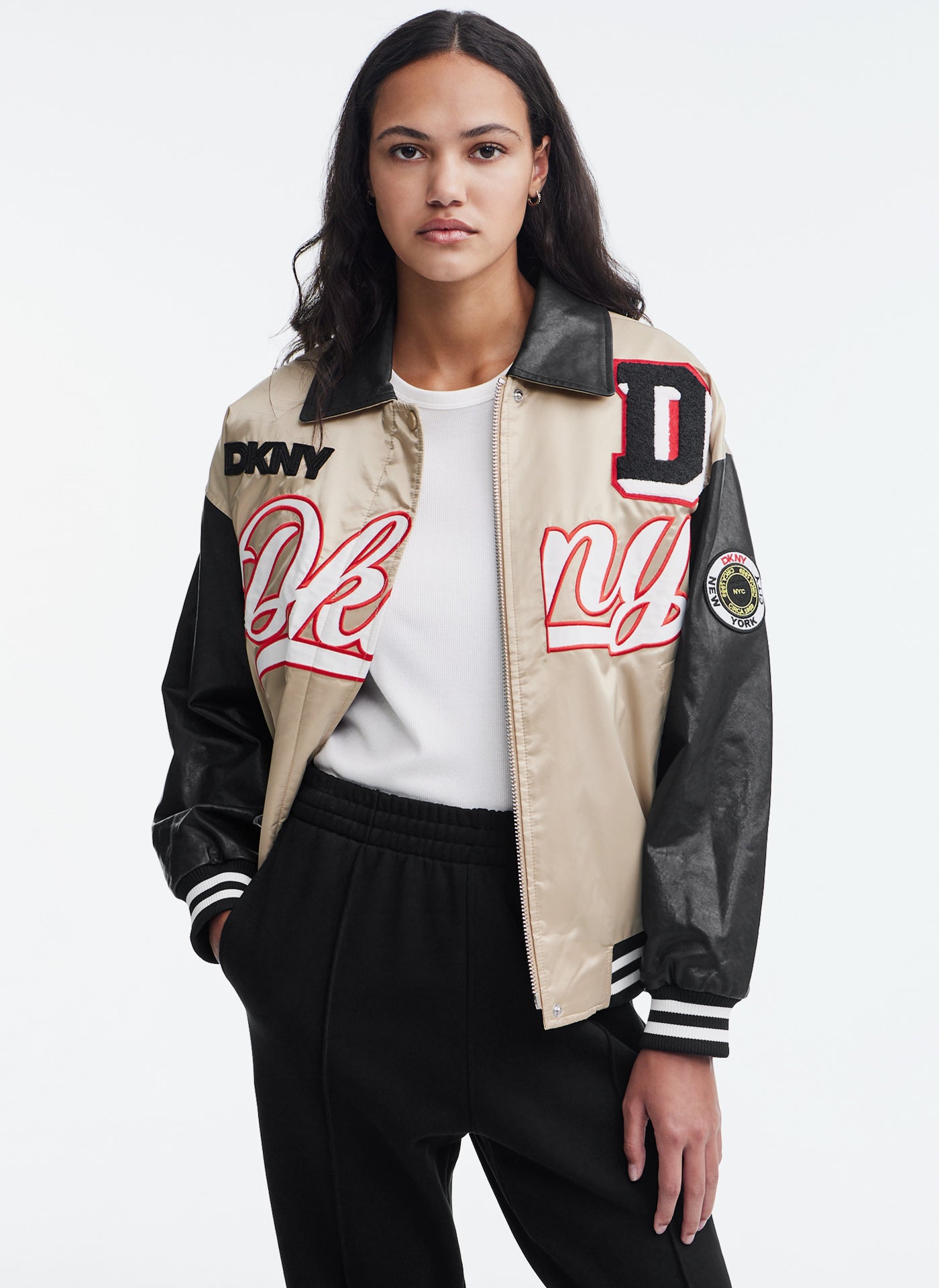 MIXED MEDIA VARSITY JACKET