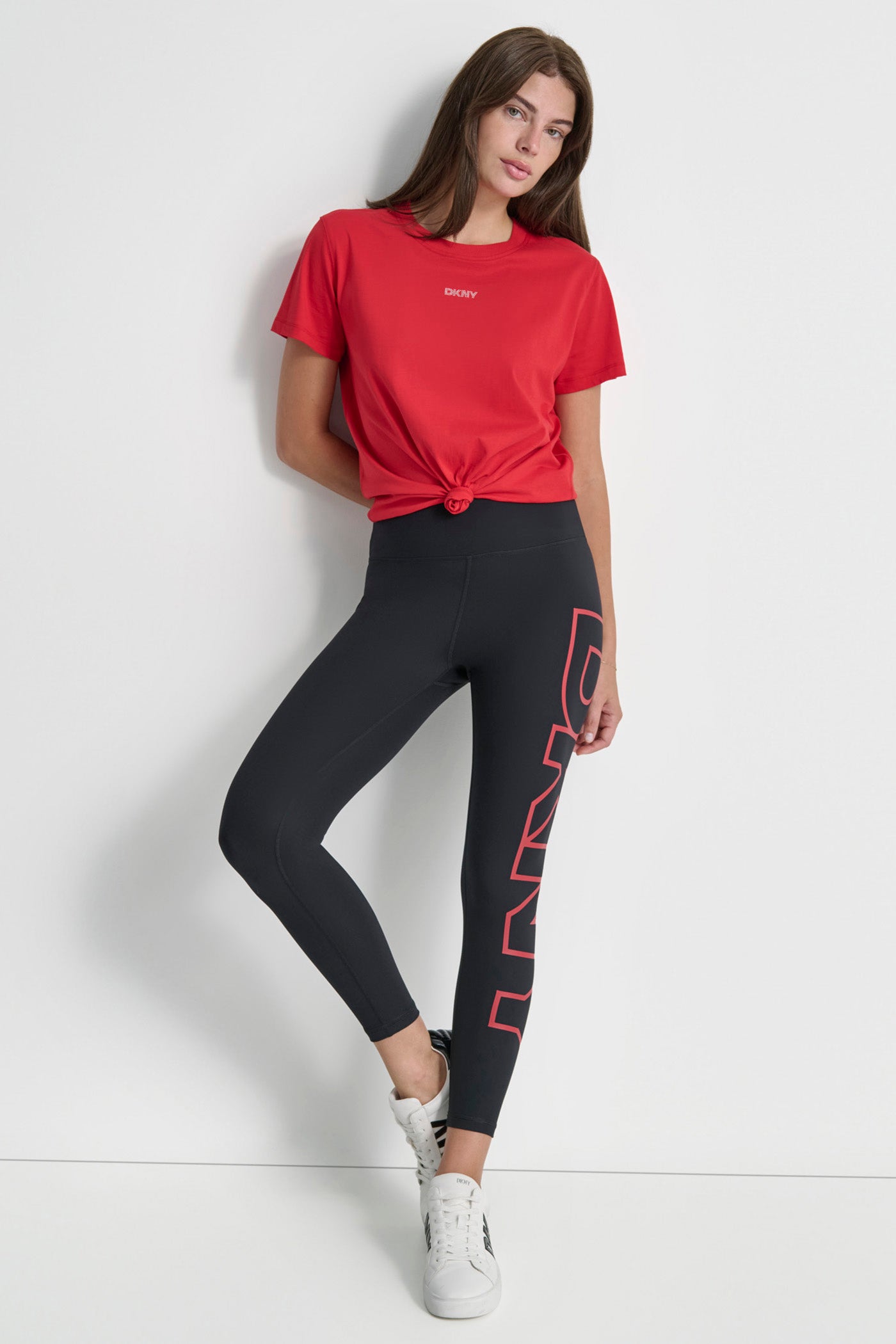 HIGH WAIST 7 8 EXPLODED LOGO LEGGINGS DKNY