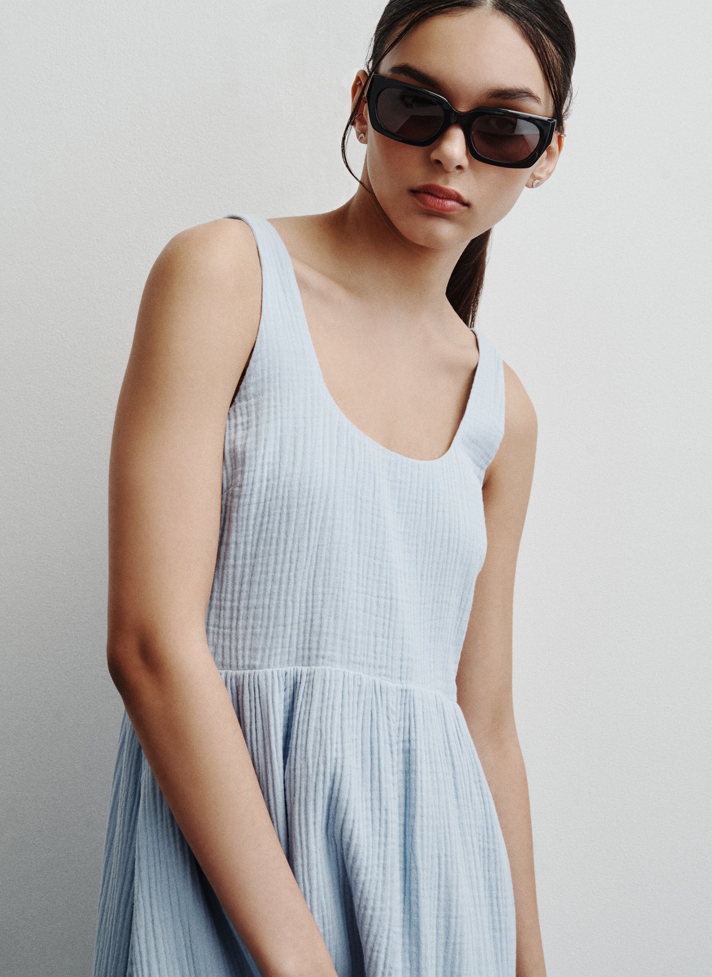 GAUZE MIDI TANK DRESS