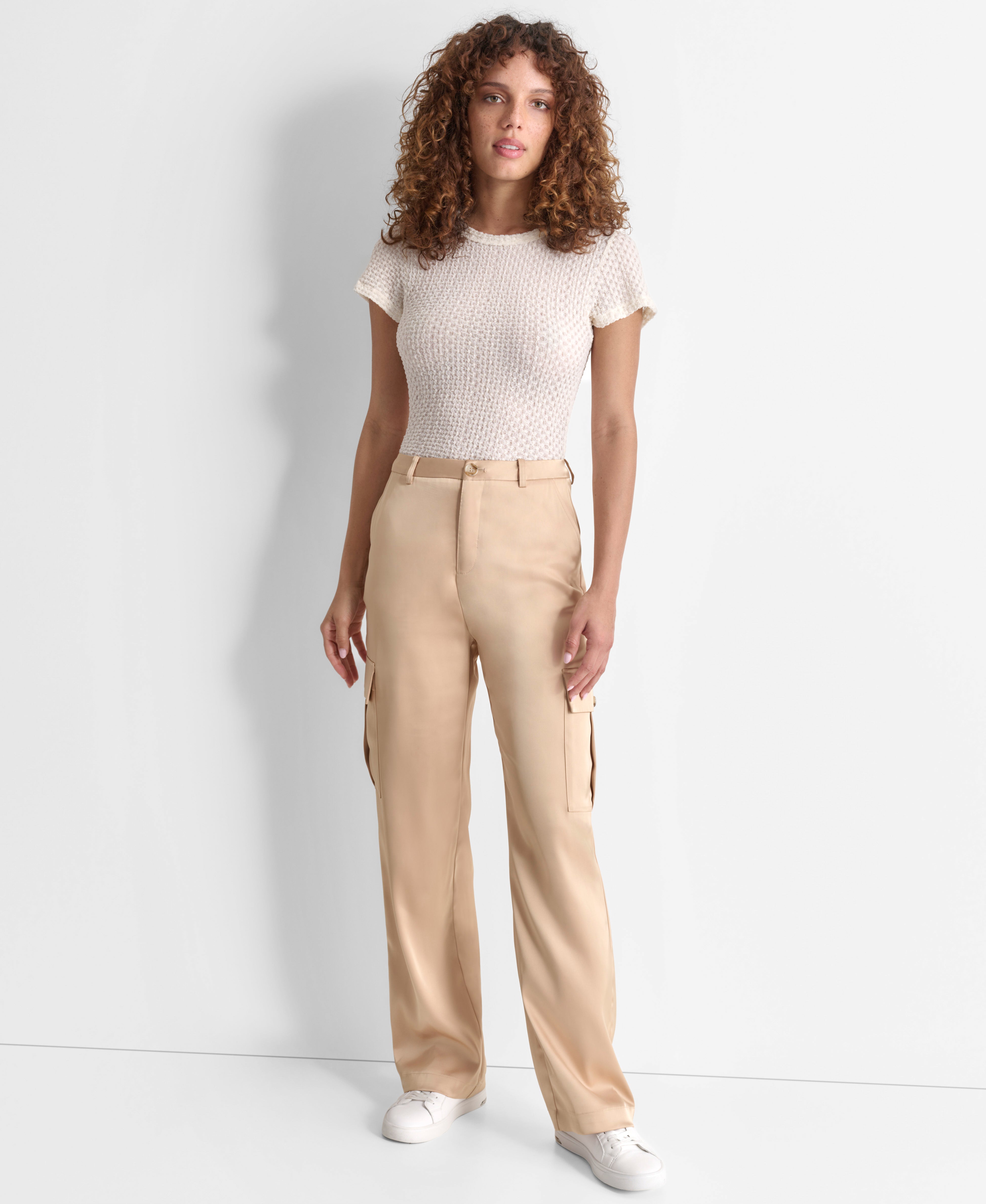 HIGH RISE HEAVY SATIN STRAIGHT LEG CARGO