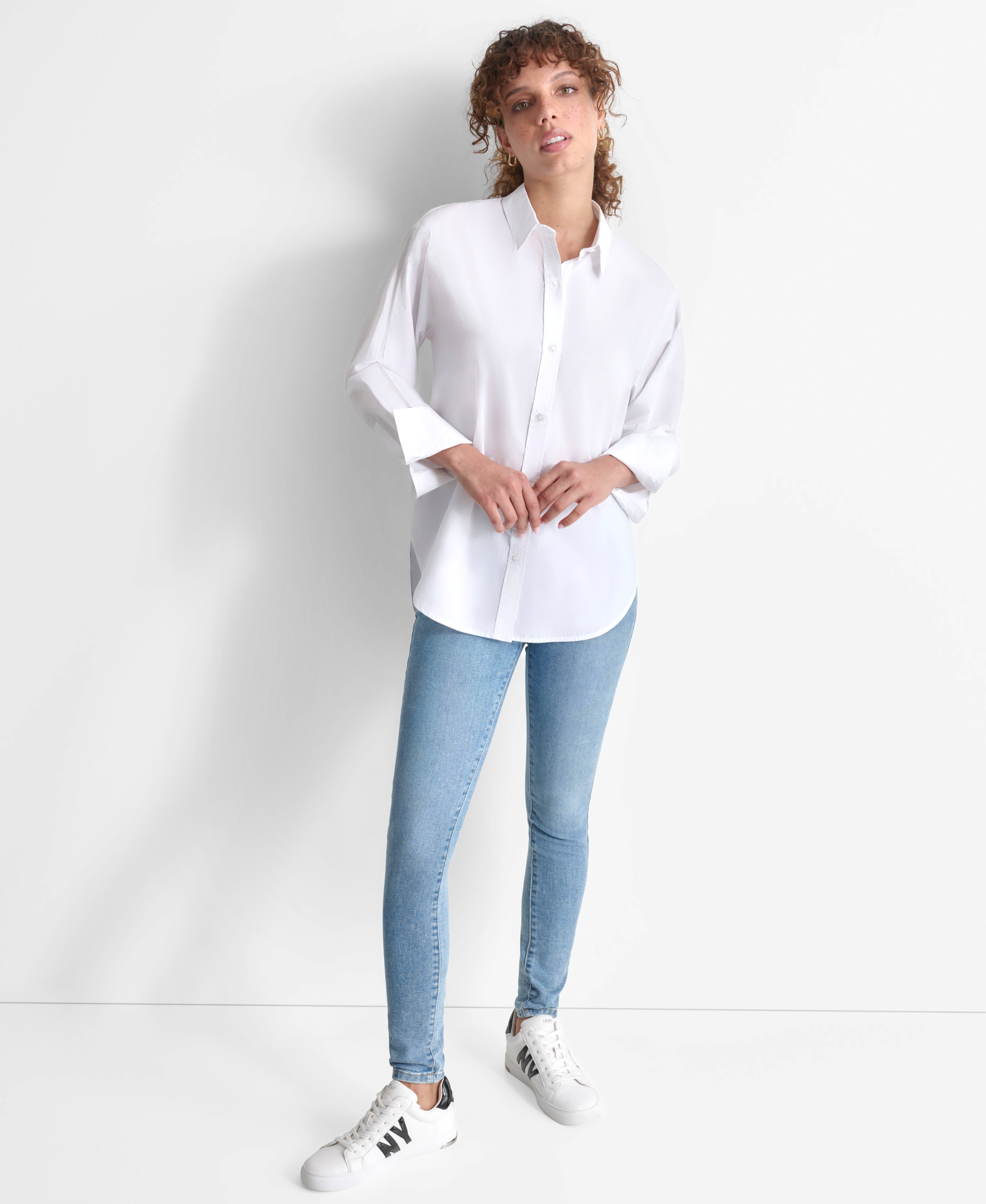 POPLIN BUTTON FRONT SHIRT