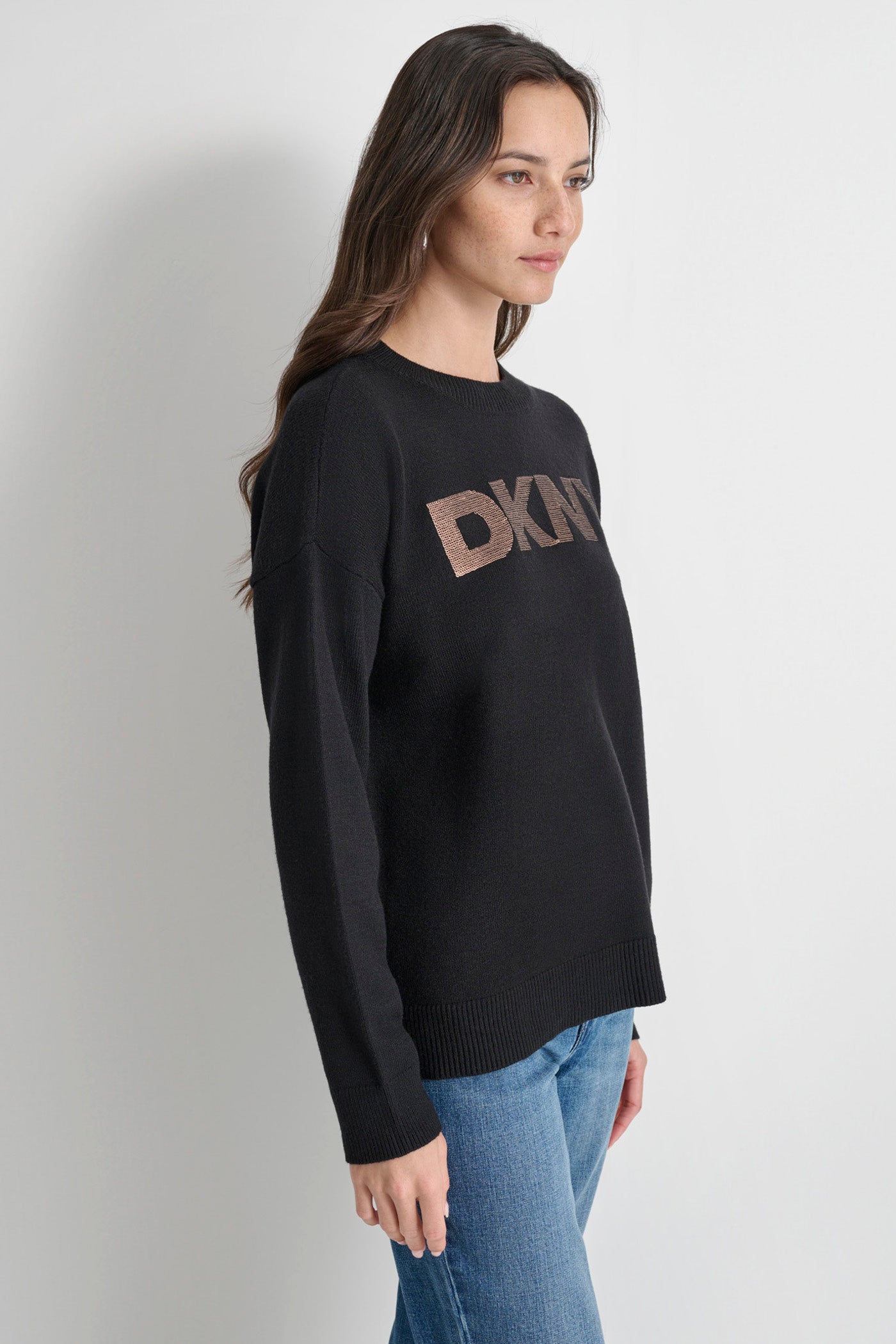 SEQUIN LOGO EMBELLISHED SWEATER