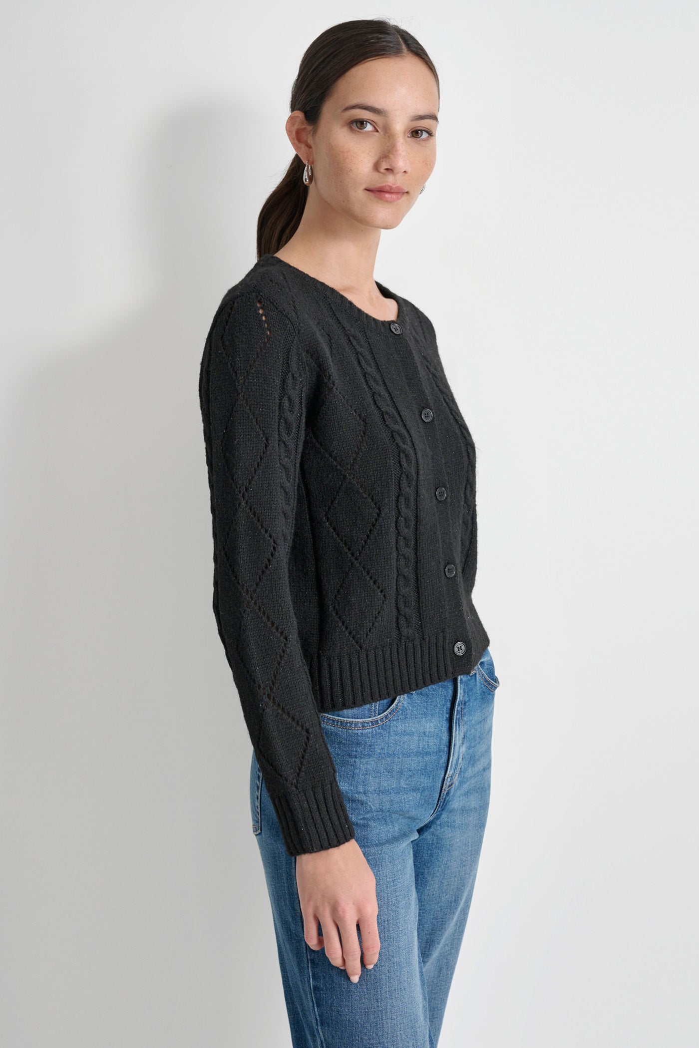 DIAMOND POINTELLE CARDIGAN