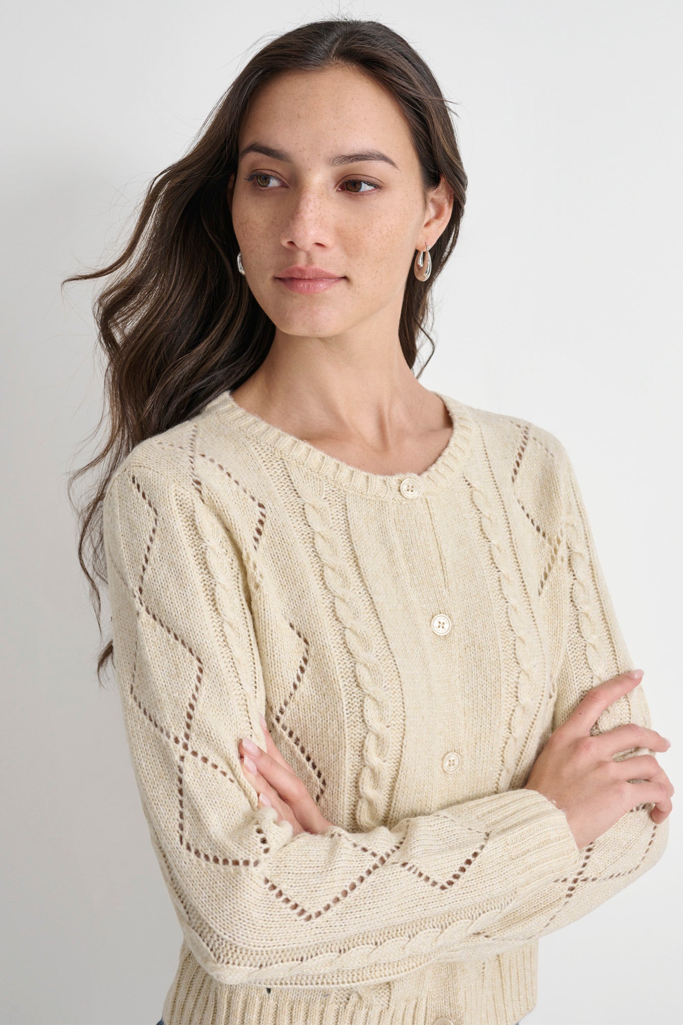 DIAMOND POINTELLE CARDIGAN