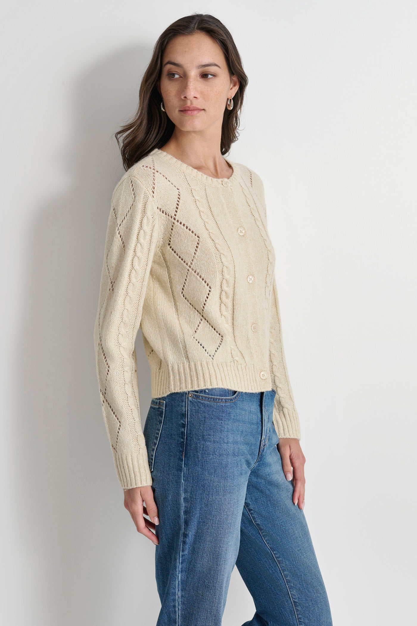 DIAMOND POINTELLE CARDIGAN