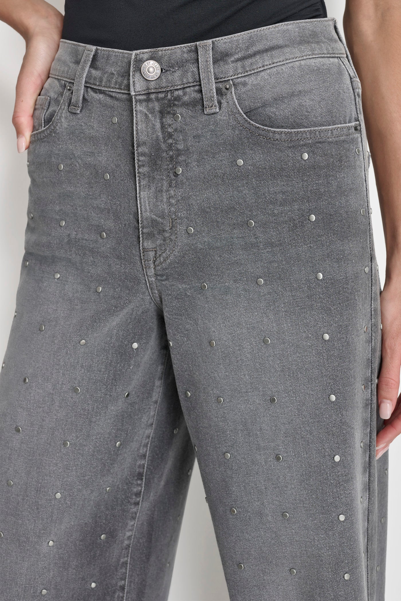 BLACK STUDDED DENIM