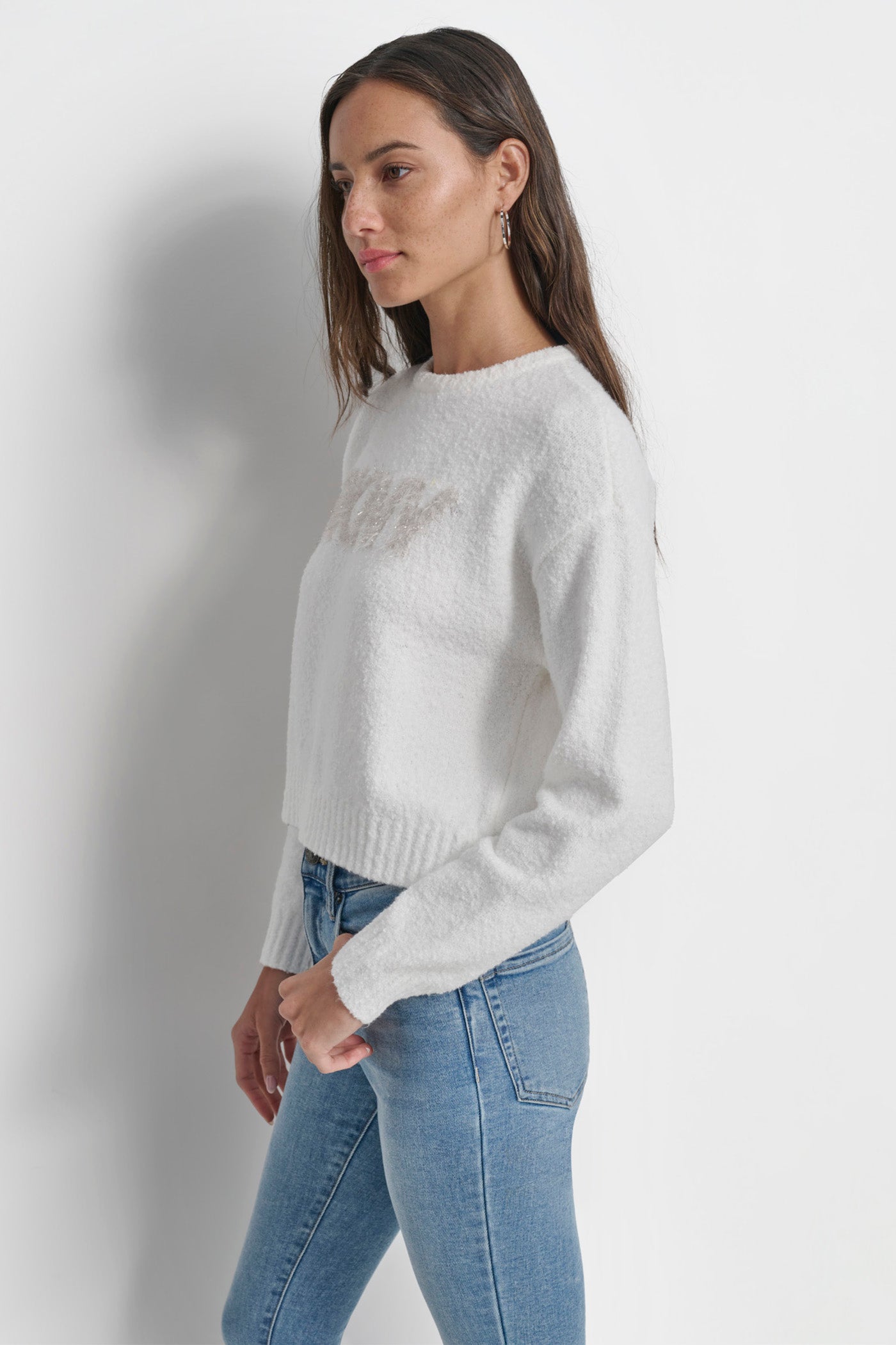 TINSEL LOGO BOUCLE SWEATER