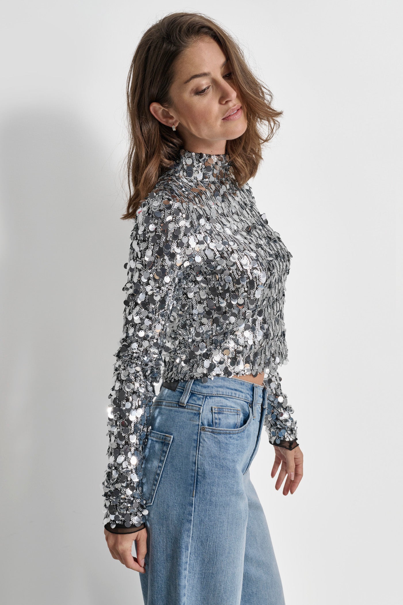 SEQUINS AND MESH TOP