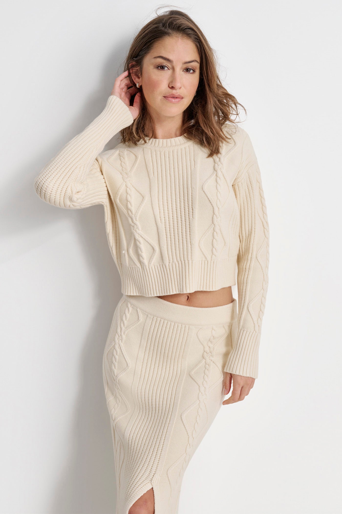 CABLE AND RIB CROP SWEATER