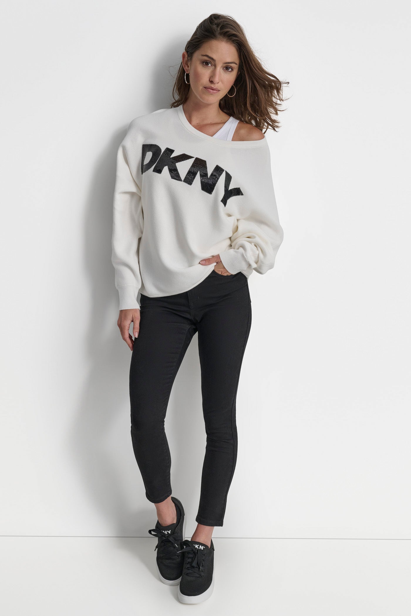 SEQUIN LOGO SWEATER