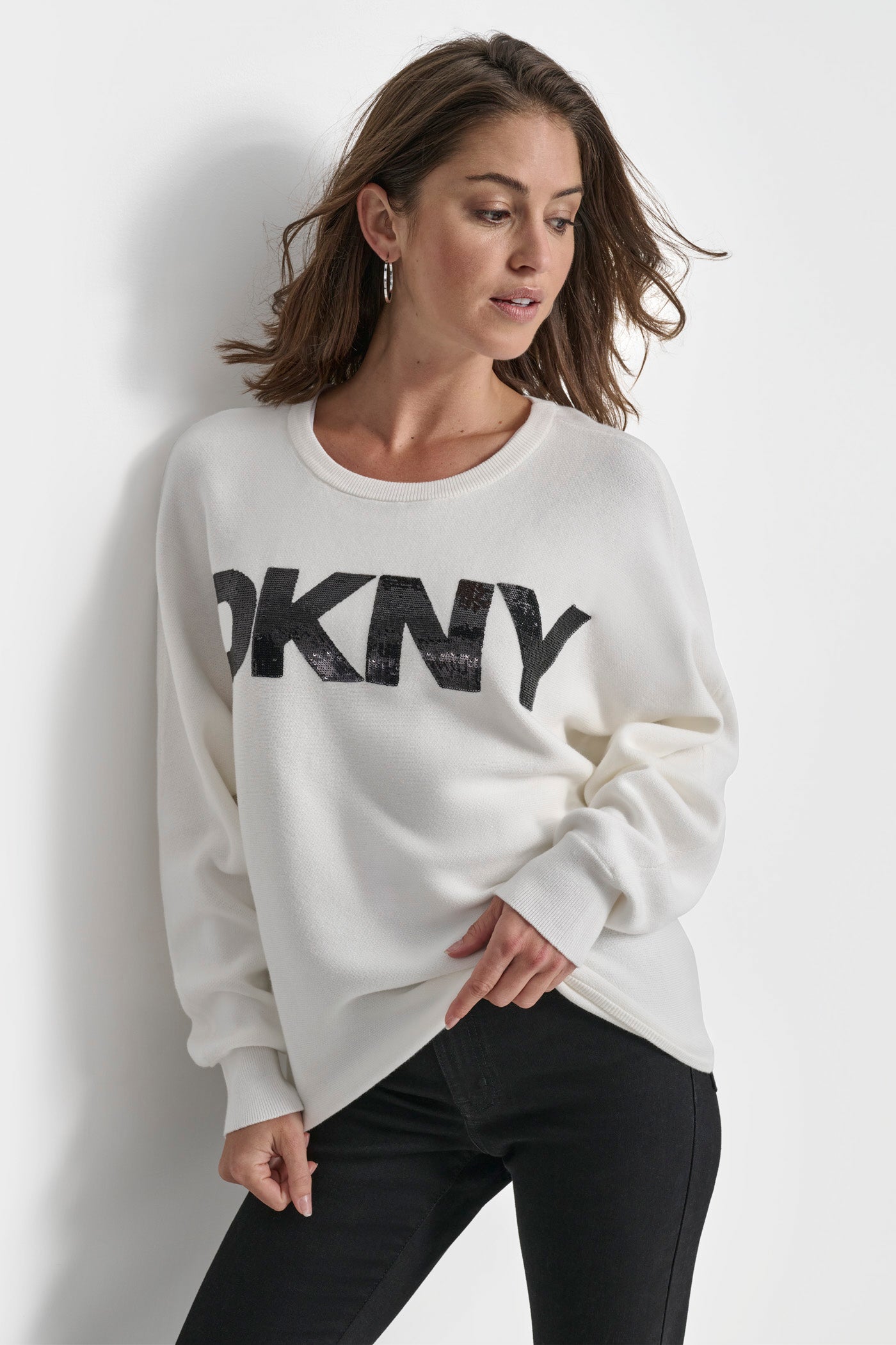 SEQUIN LOGO SWEATER