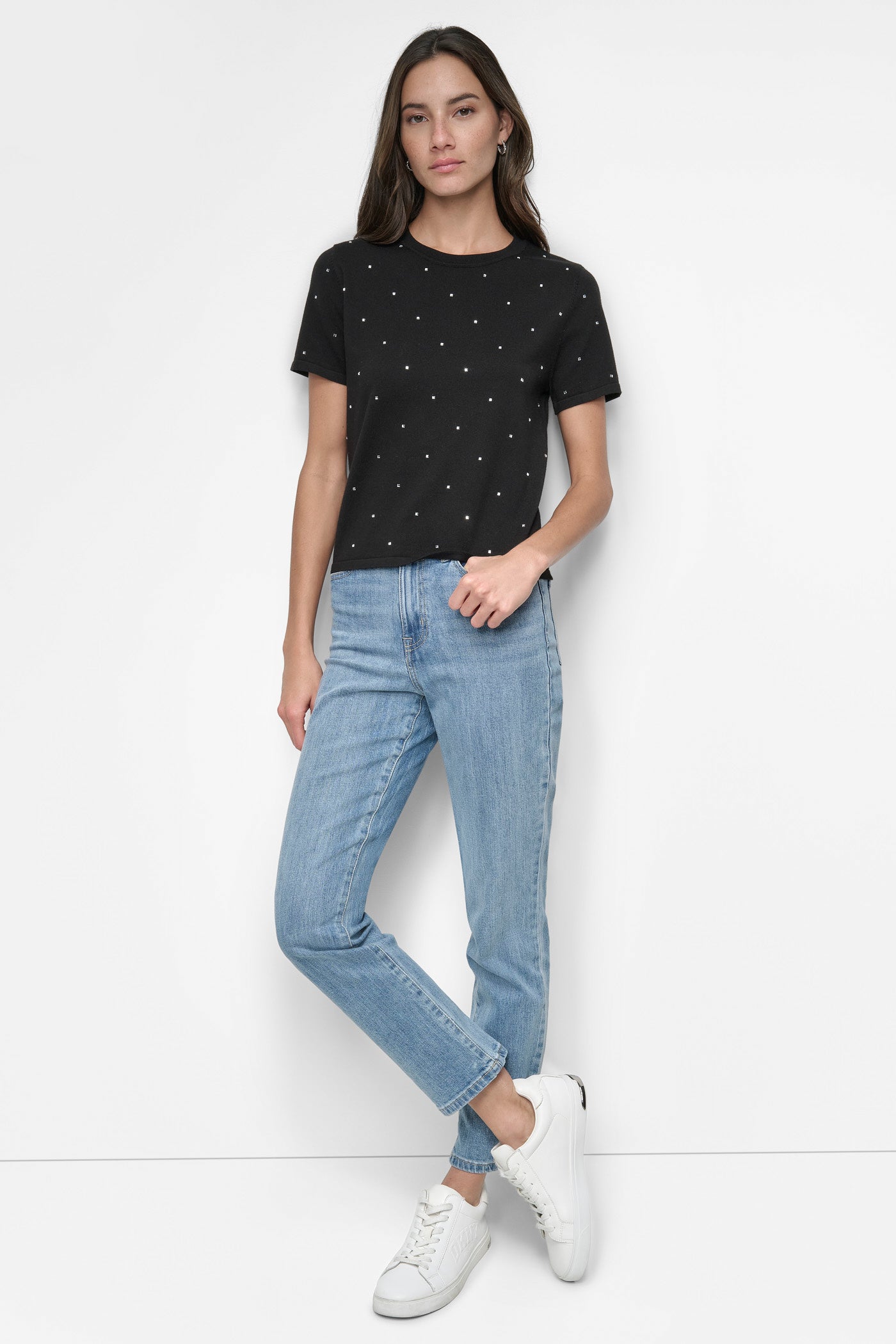 CREW NECK TEE WITH STUDS