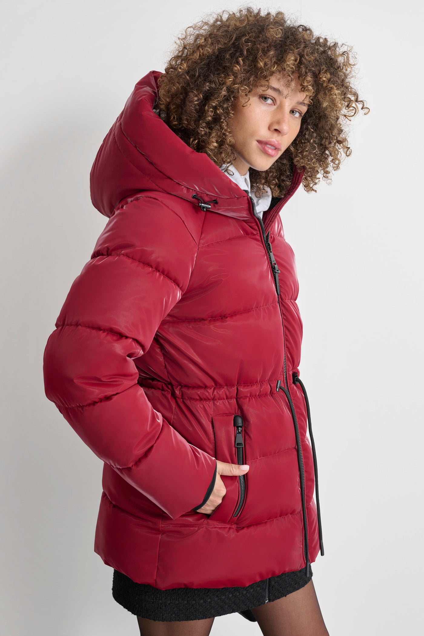 Dkny puffer jacket women's red hotsell