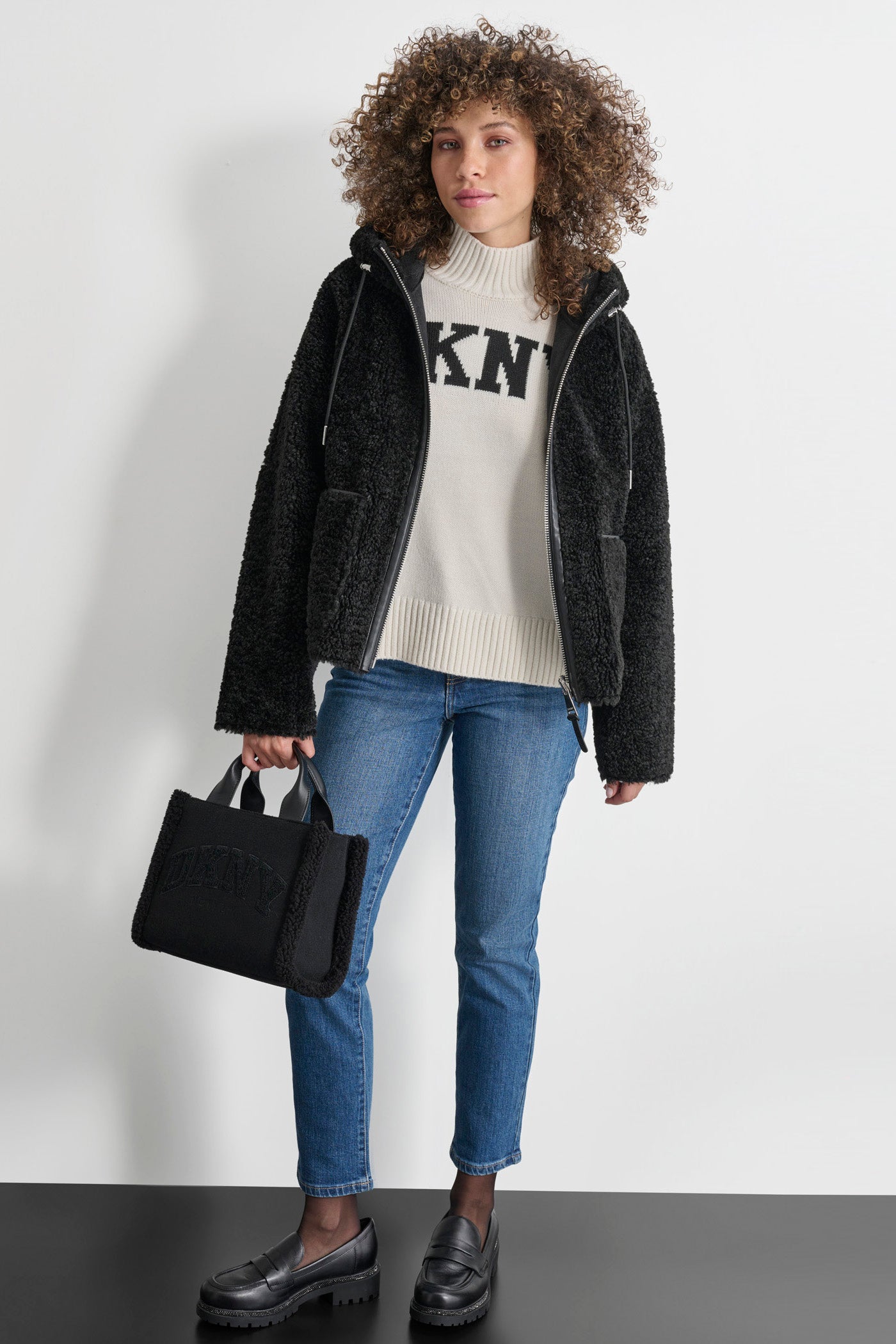 REVERSIBLE FAUX SHEARLING JACKET DKNY