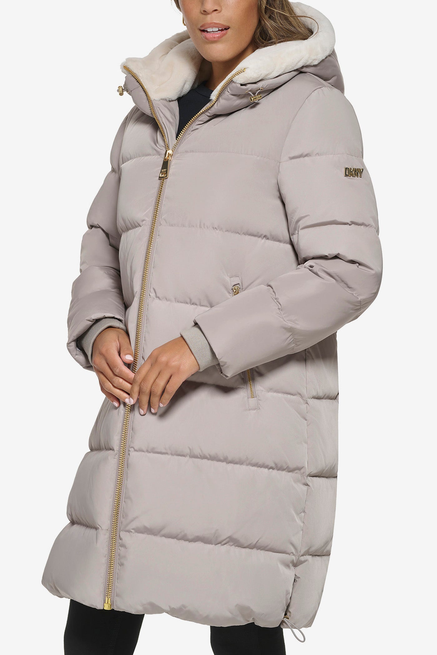 DOWN FILLED PUFFER WITH FAUX FUR TRIM