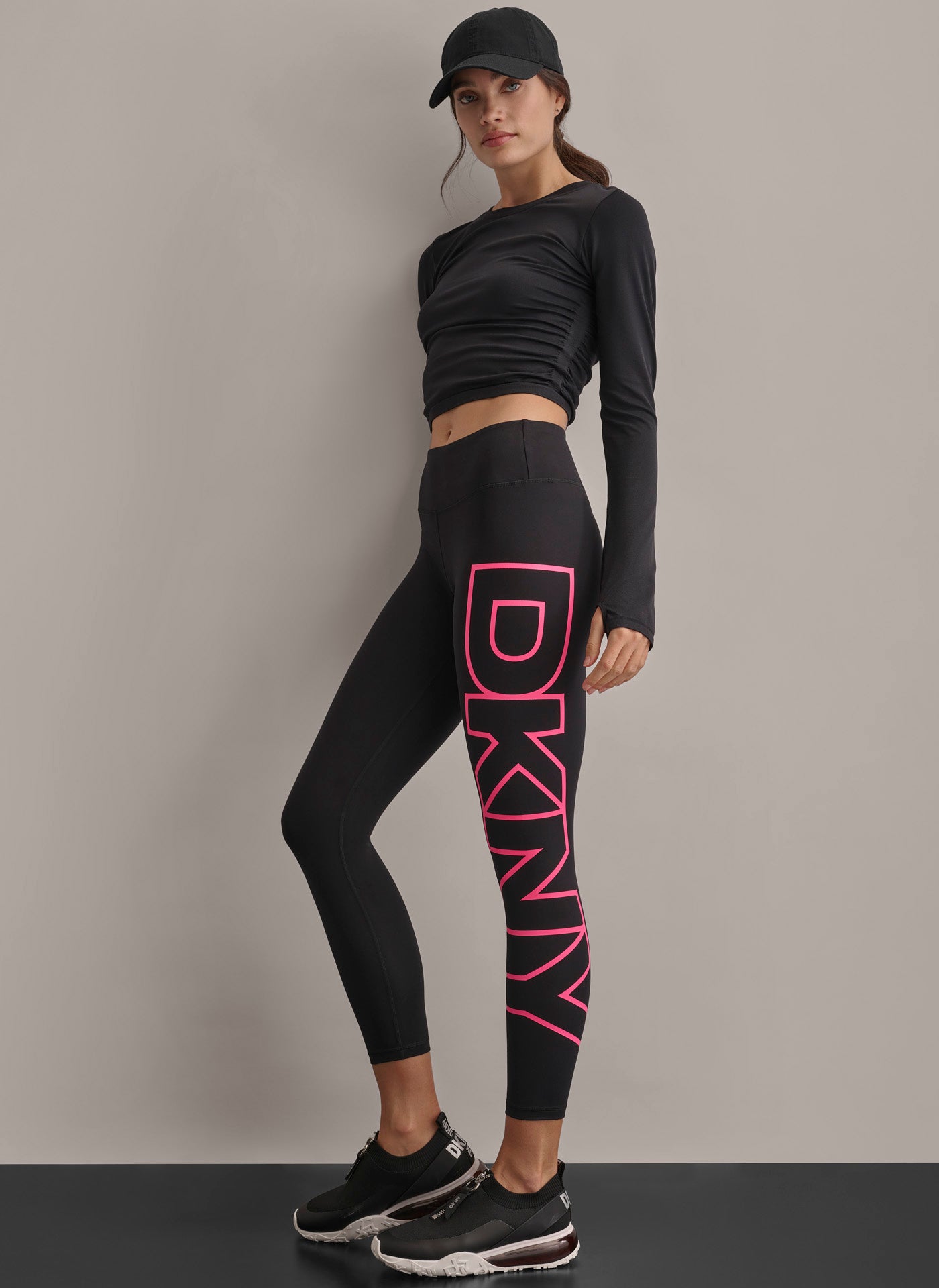 HIGH WAIST 7 8 EXPLODED LOGO LEGGINGS DKNY