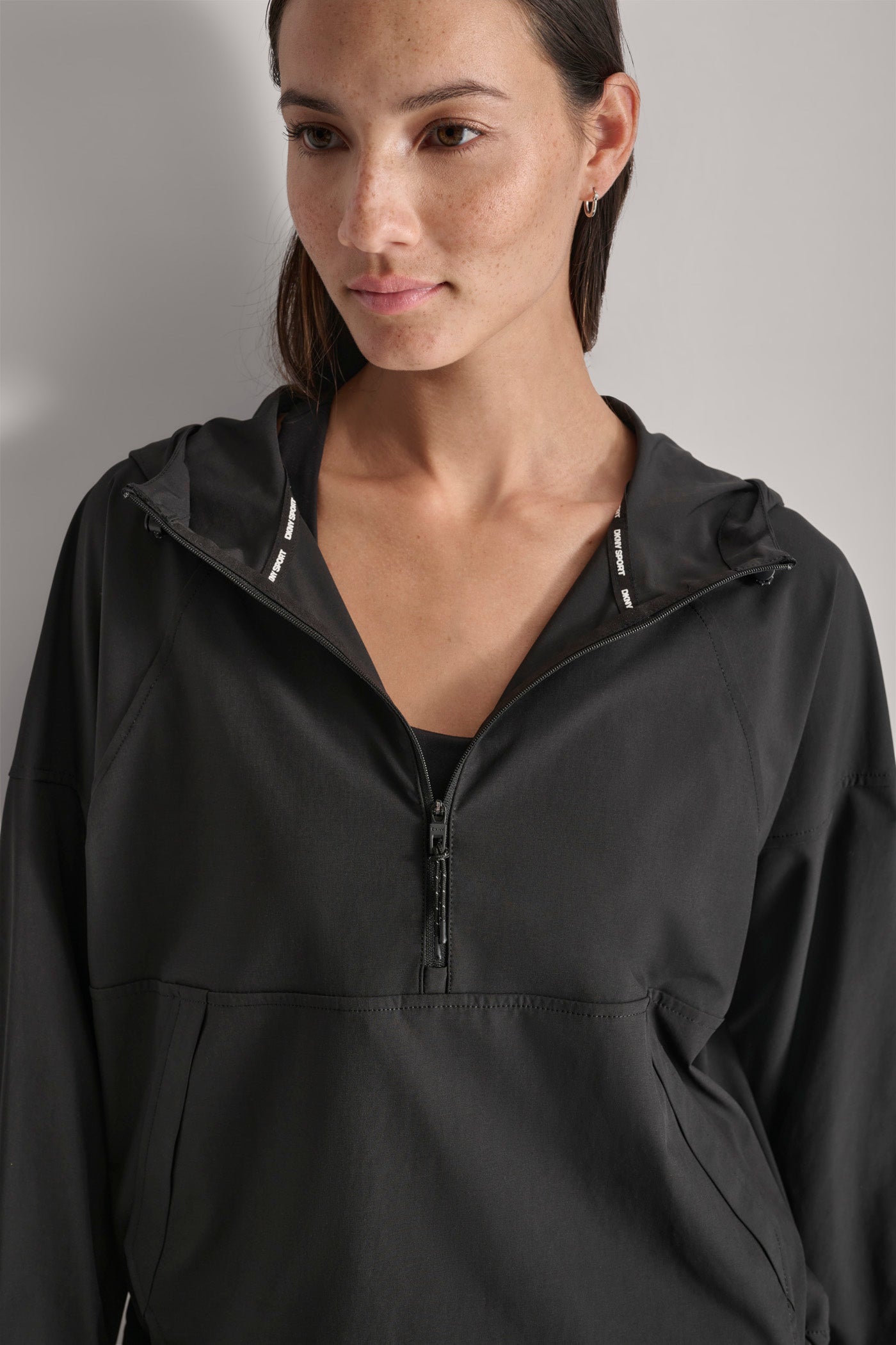 HALF ZIP PULLOVER WITH HOOD