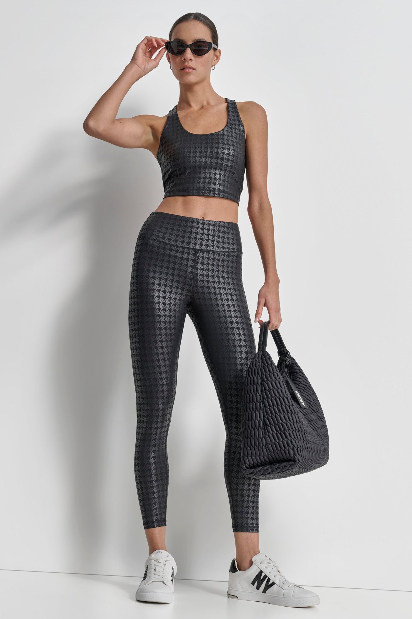 HOUNDSTOOTH FOIL HIGH WAIST LEGGINGS