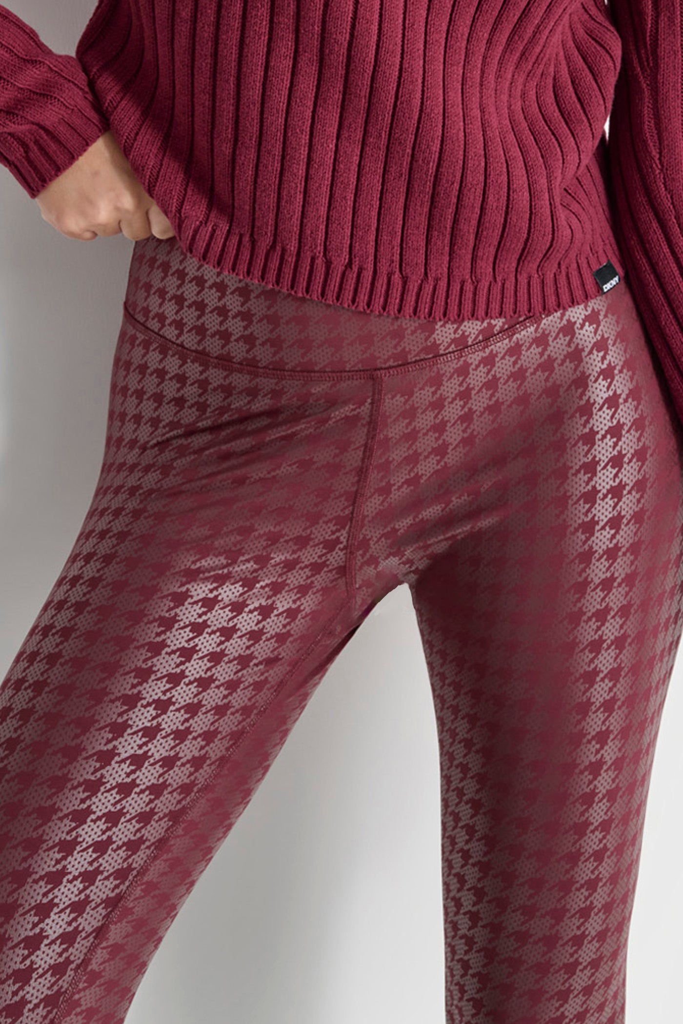 HOUNDSTOOTH FOIL HIGH WAIST LEGGINGS