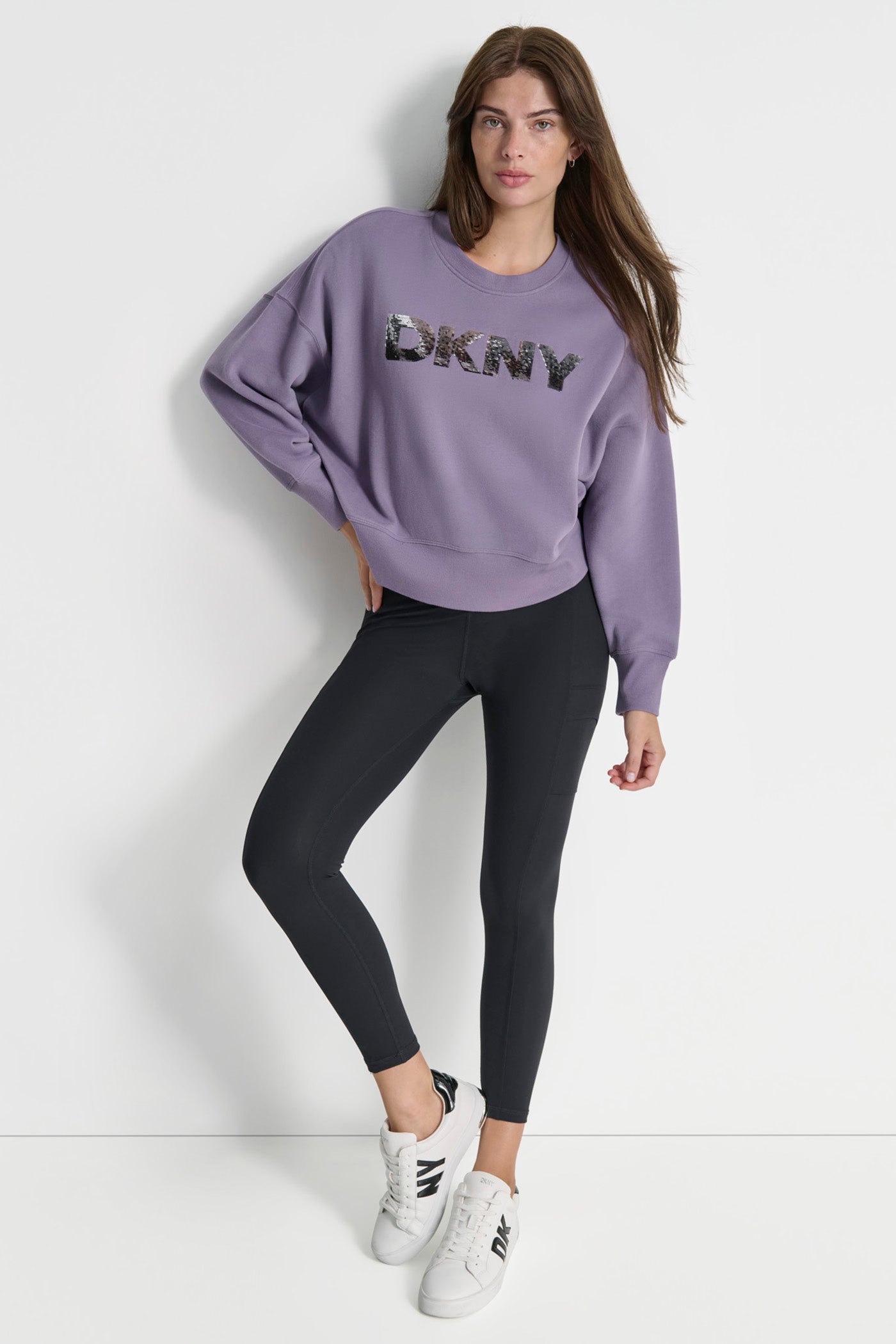 OMBRE SEQUIN LOGO SLEEVE PULLOVER