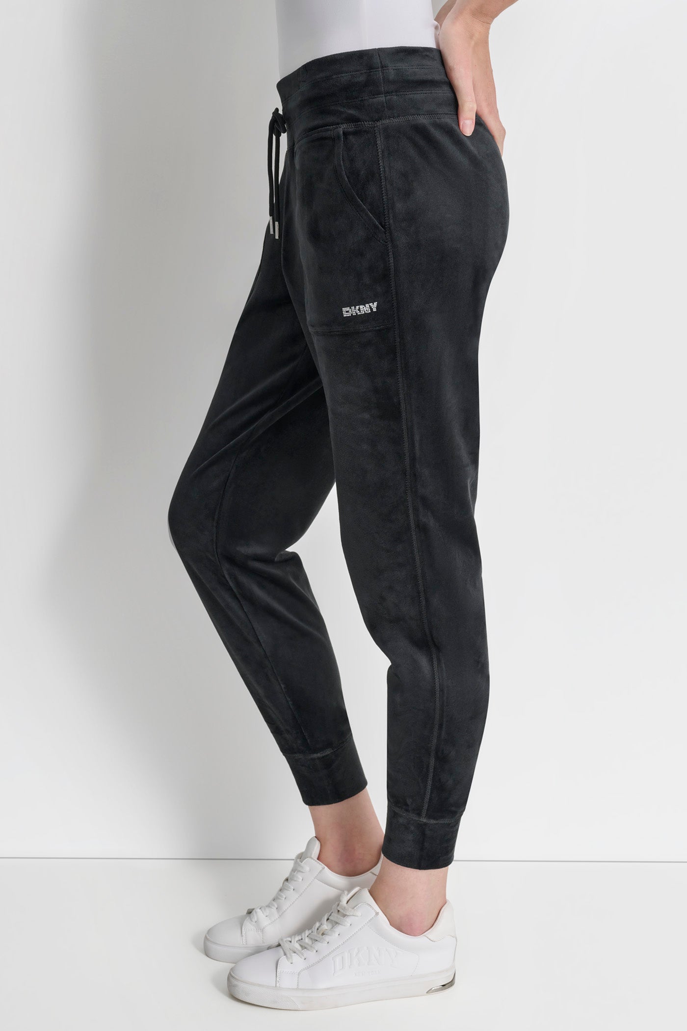 PLATINUM VELOUR RHINESTONE LOGO JOGGER