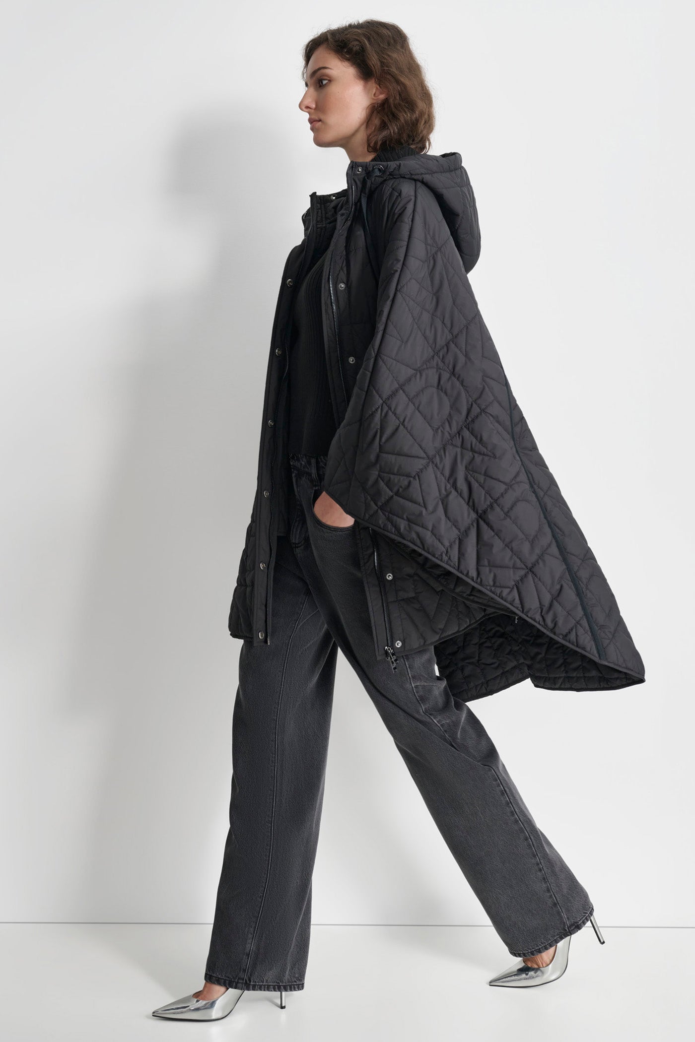 QUILTED LOGO OVERSIZED COAT