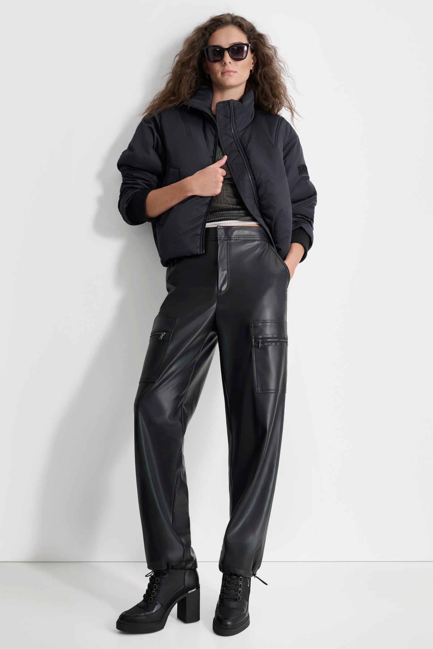 FAUX LEATHER CARGO PANT