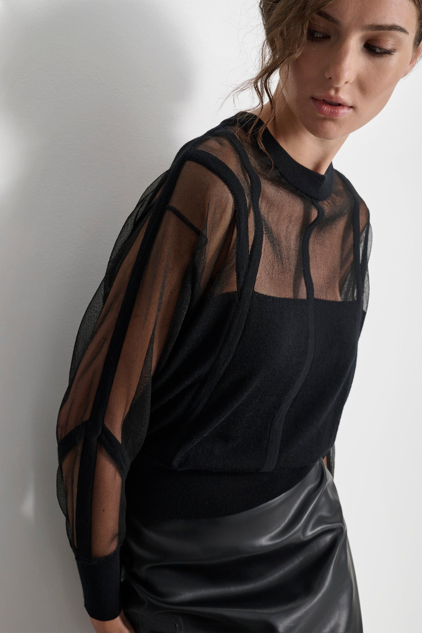 CORSET SEAM SHEER TOP