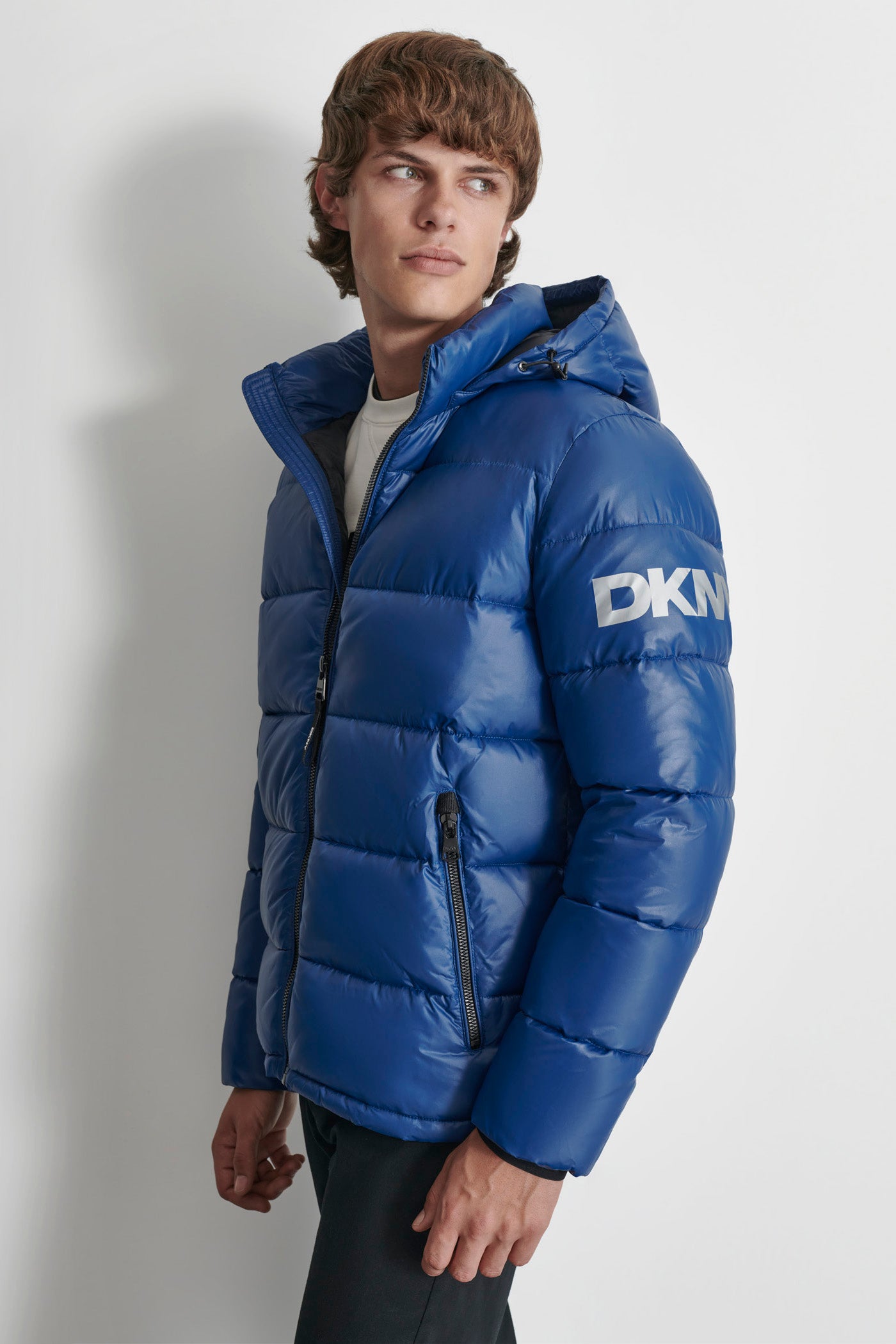 Dkny edit puffer hooded jacket sale