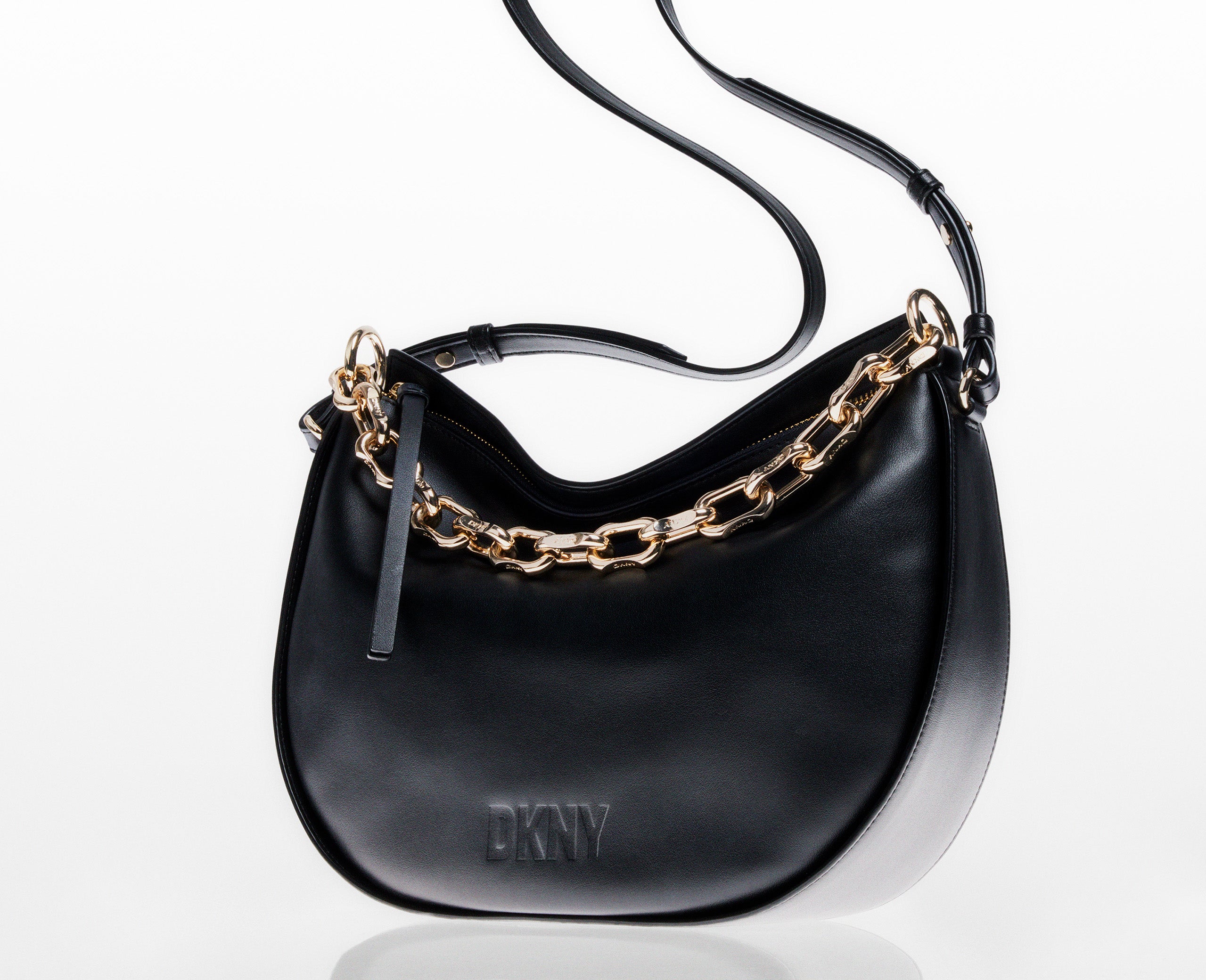 DKNY Flap Shoulder Bag Purse Crossbody Handbag Black Embossed Monogram for  sale online | eBay