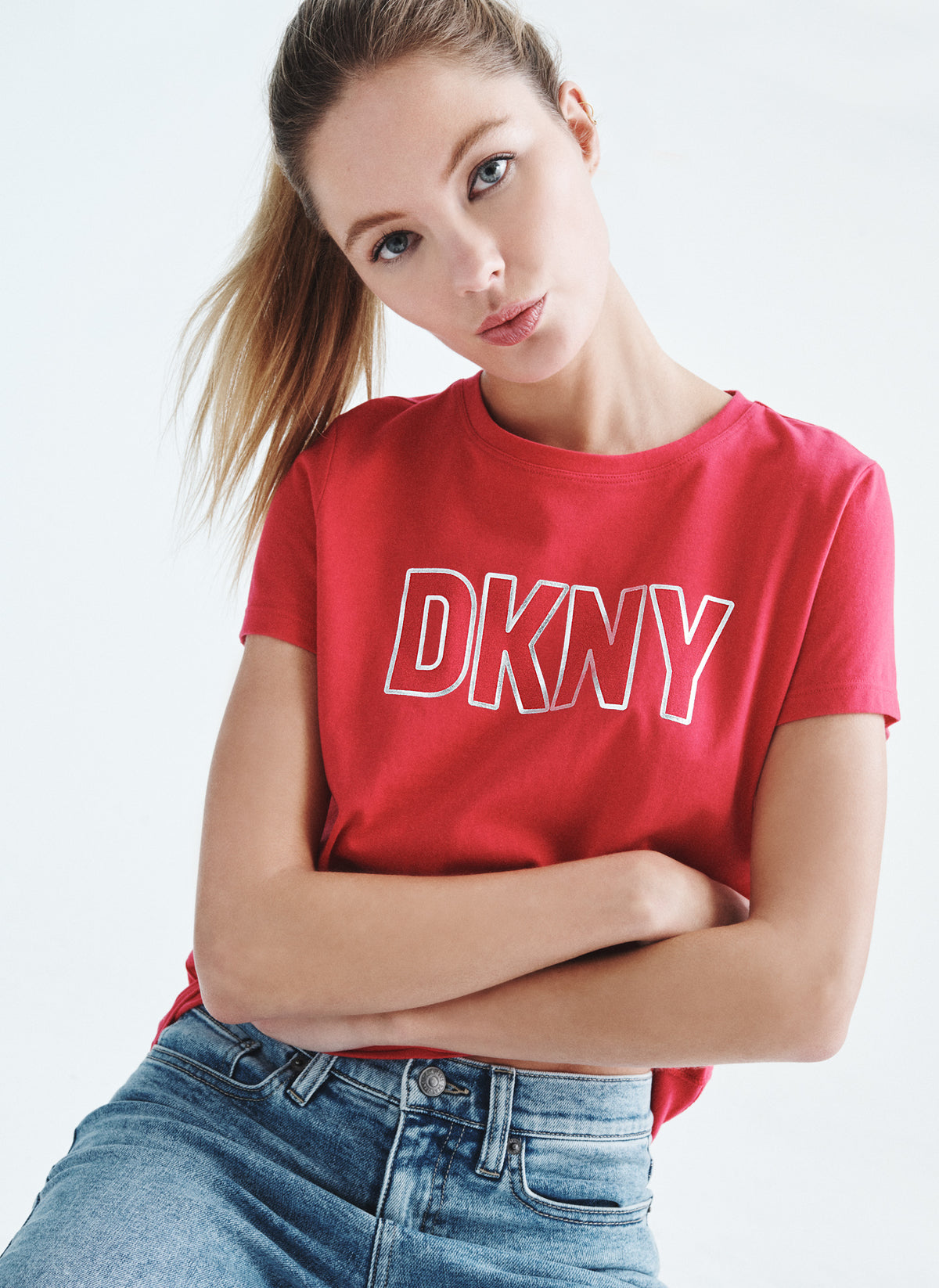 Women's DKNY Sport Logo Short Sleeve T-Shirt DP3T8865 Pink