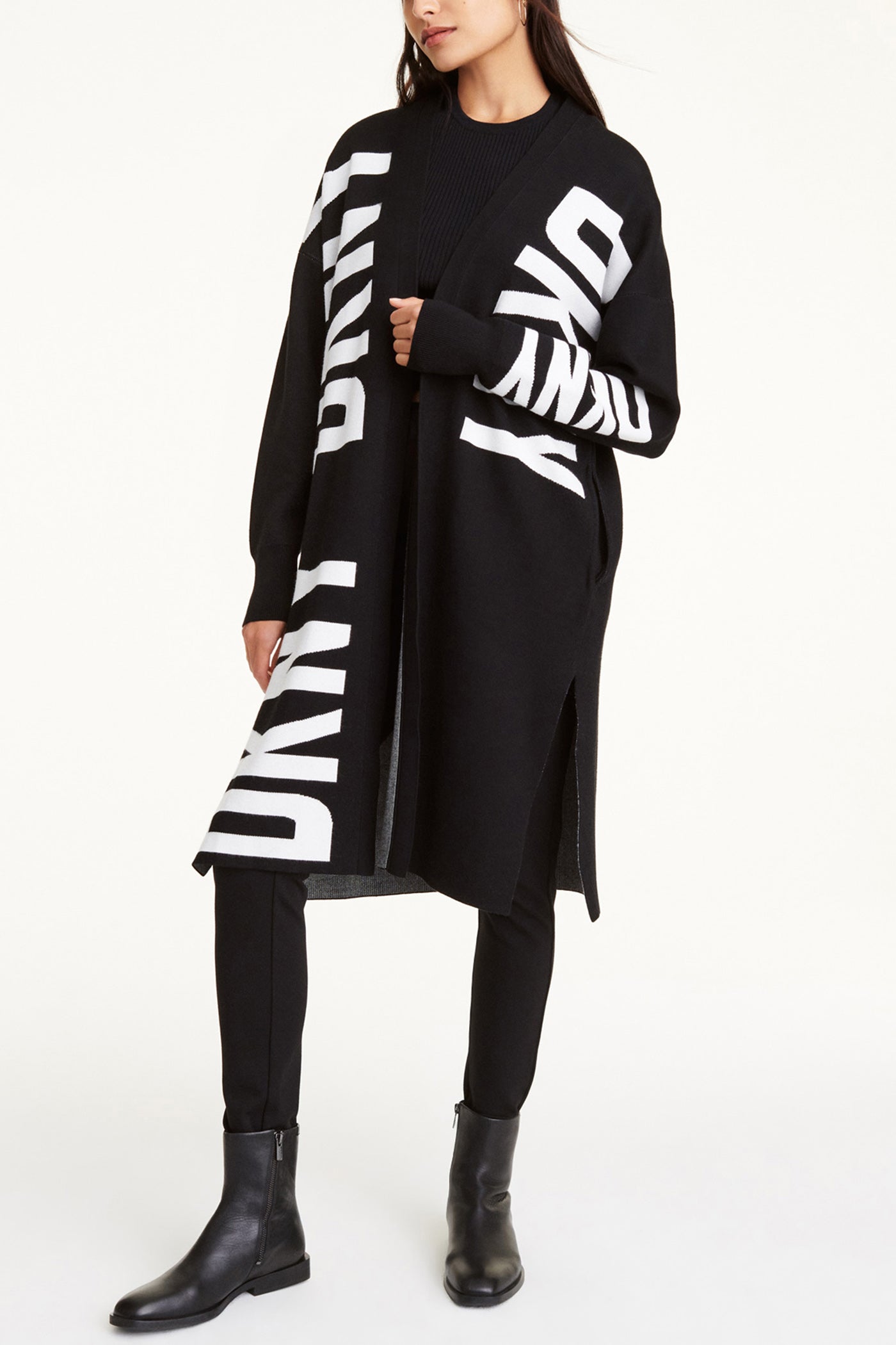 OVERSIZED LOGO CARDIGAN DKNY